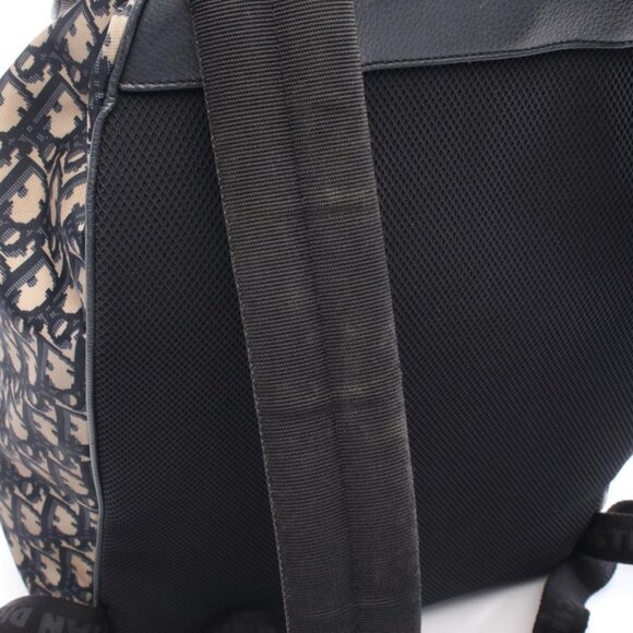 Christian Dior Backpack Backpack Oblique Beige Navy Nylon Leather Oblique main image 6
